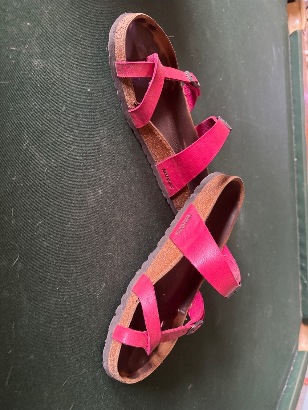 Birkenstock Pink Two-Strap Cork Footbed Sandals